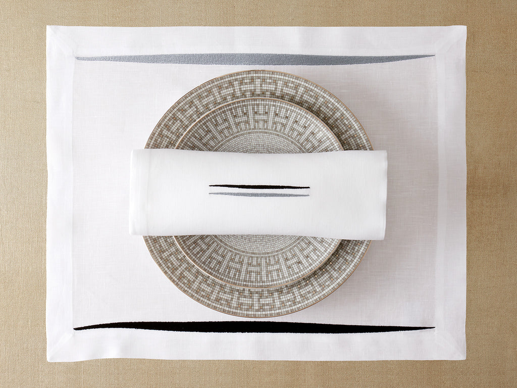 FEUILLAGE placemat & napkin in gray