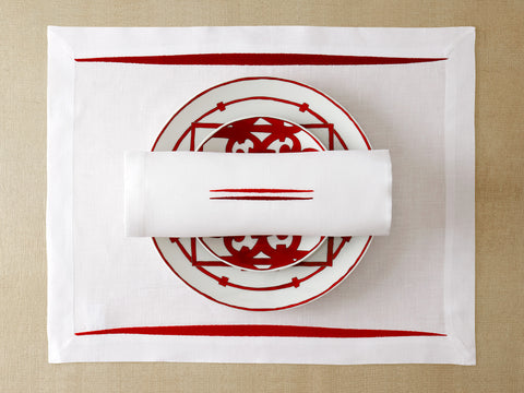 FEUILLAGE placemat & napkin in red