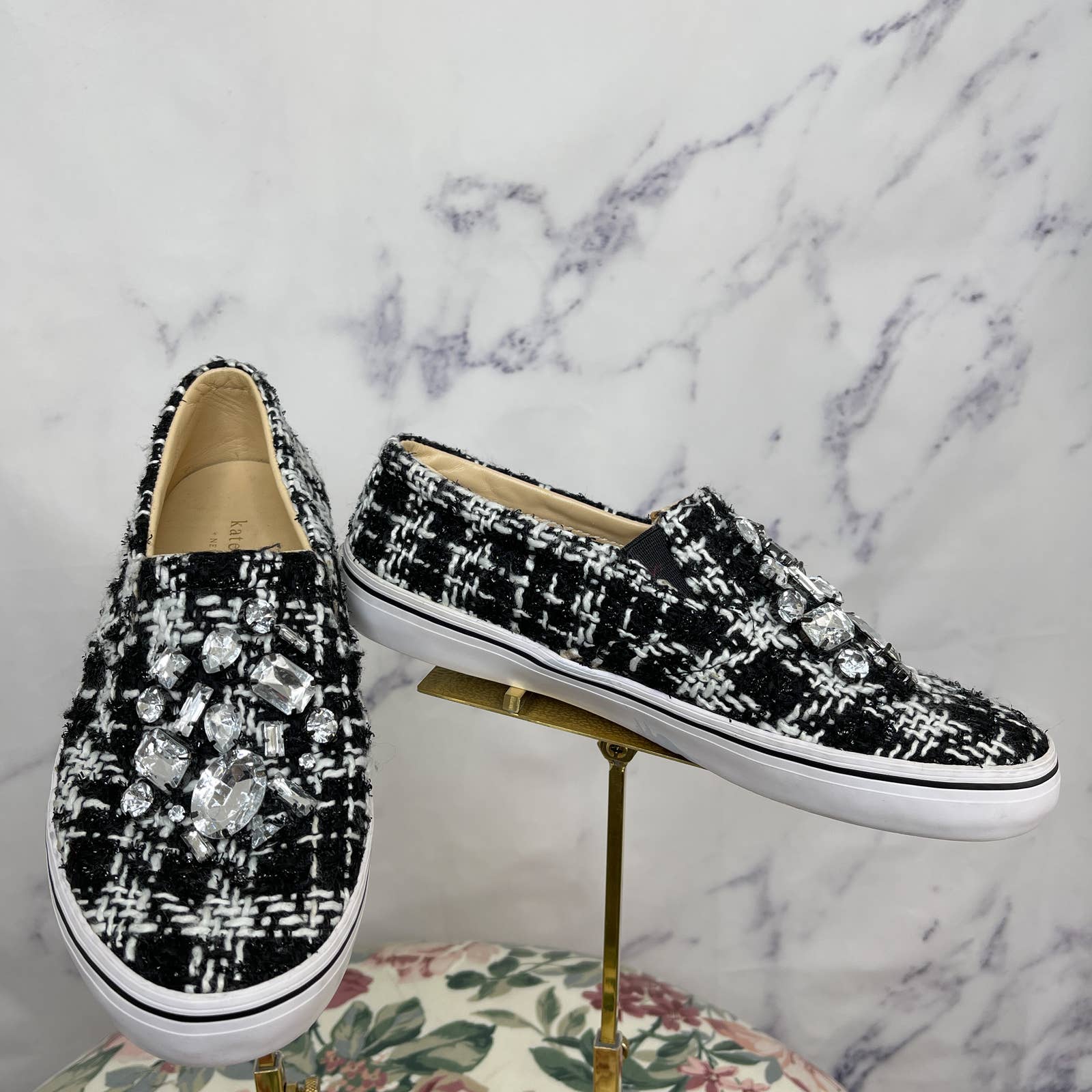 Kate Spade | Tweed Jeweled Slip-On Sneakers | Size 7 – Moniquey's Closet