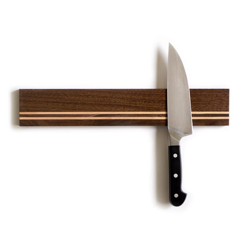 Herringbone Wood Magnetic Knife Holder - Walnut and Cherry