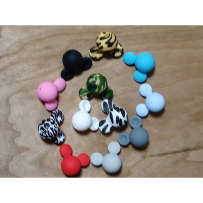 20pcs Black Mickey Silicone Focal Beads Wholesale - Chieeon