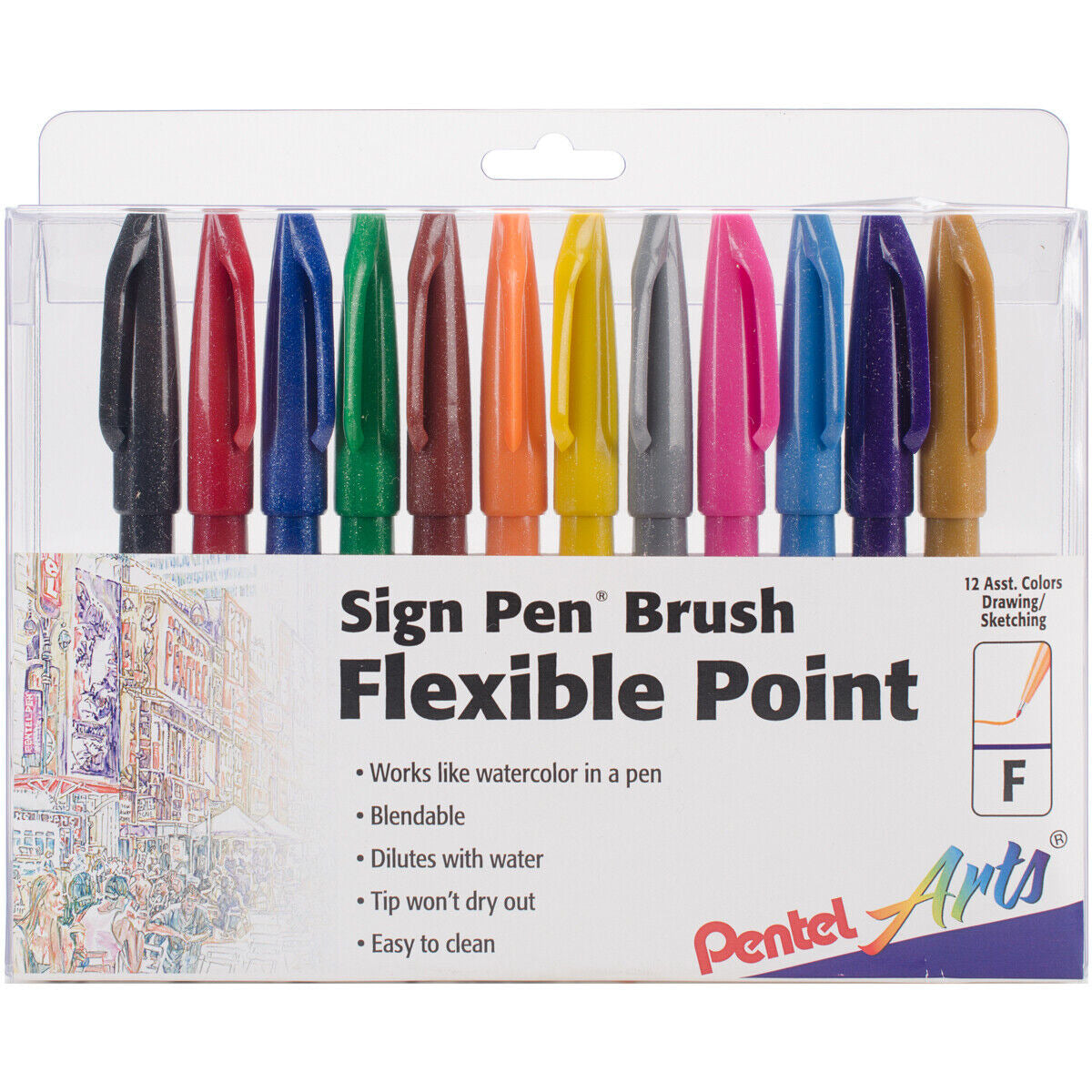 Pentel - Sign Pen Brush (Set 12 Colors) – Panama Art Supplies