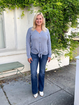 Blue Buttons & Tie Top