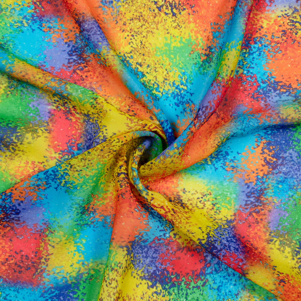 Multi-Color Rainbow Pattern Digital Print Georgette Fabric – Fabcurate