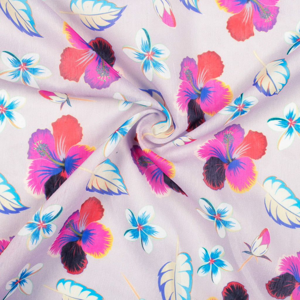 Pink And White Butterfly Pattern Digital Print Chanderi Fabric - Fabcurate
