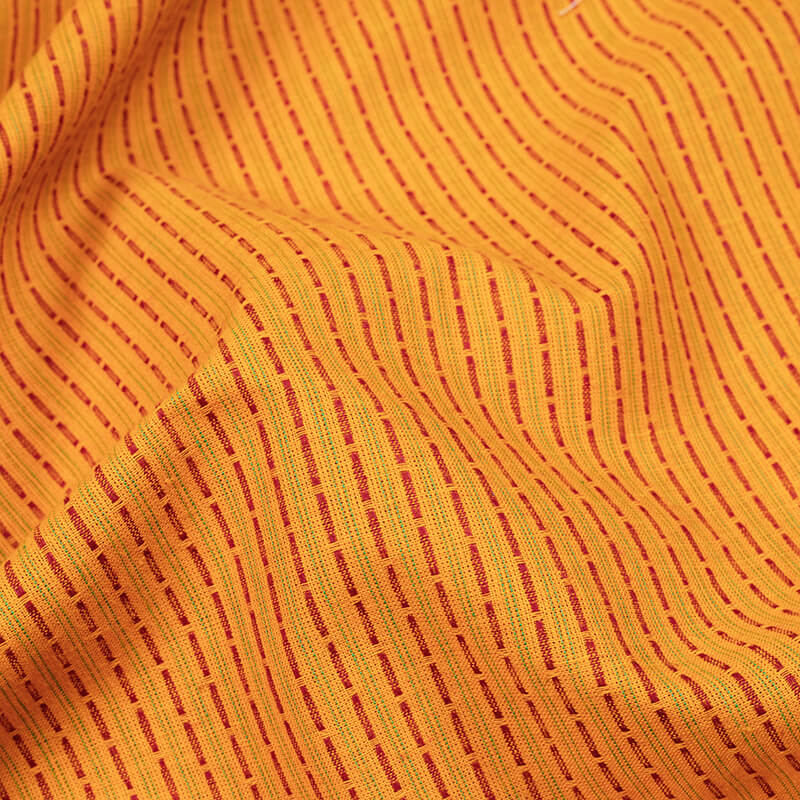 Fire Yellow And Maroon Stripes Pattern Handloom Cotton Fabric – Fabcurate