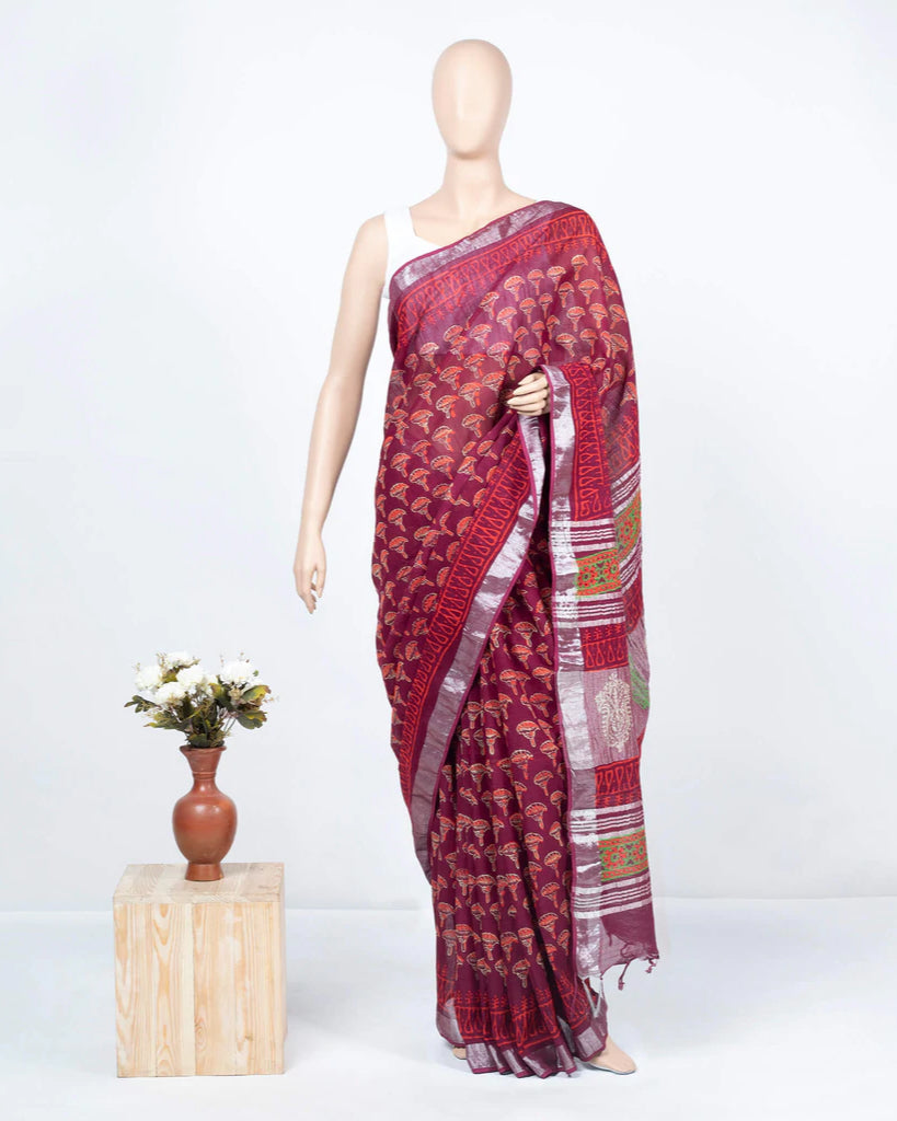 Buy Brown(Single Tone) - Bhatik Saree online | Bhatik from ShrusEternity