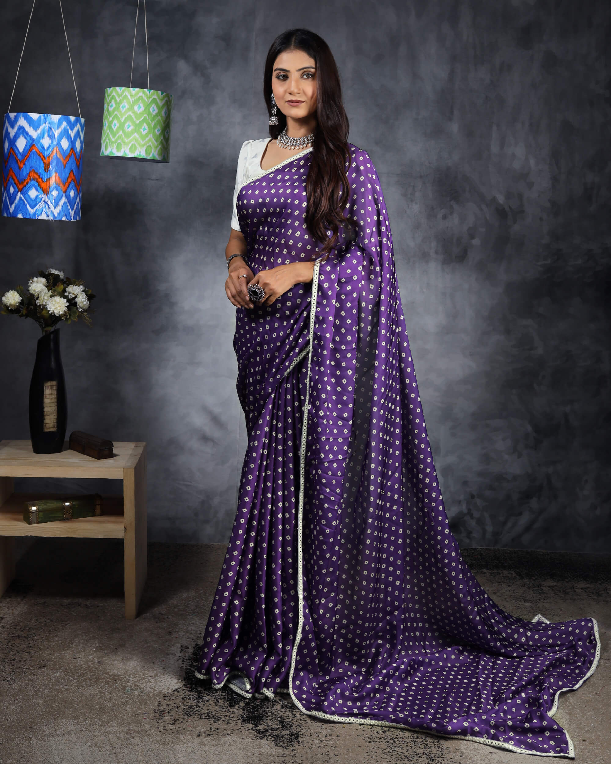 Grape Wine Banarasi Georgette Saree | Seematti