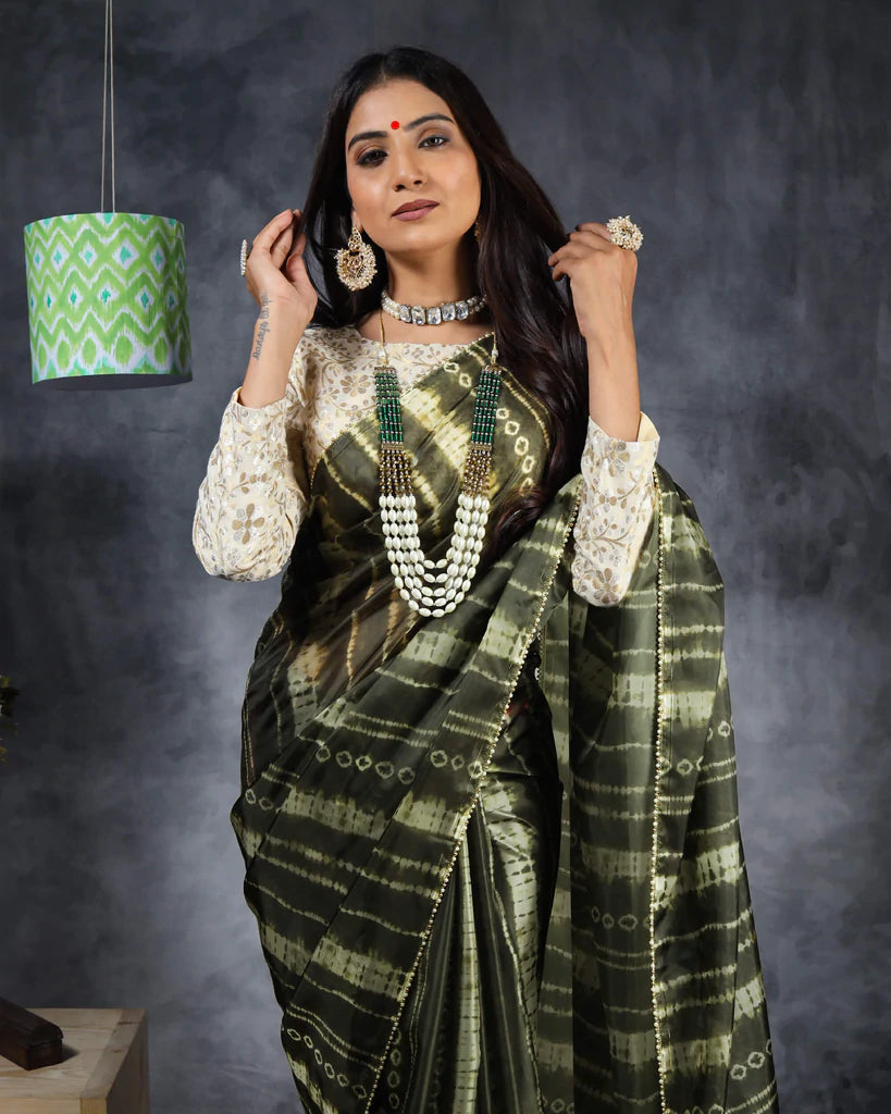 17845 Heavy Weight Less Saree with SHIBORI Design with Rapier Lace