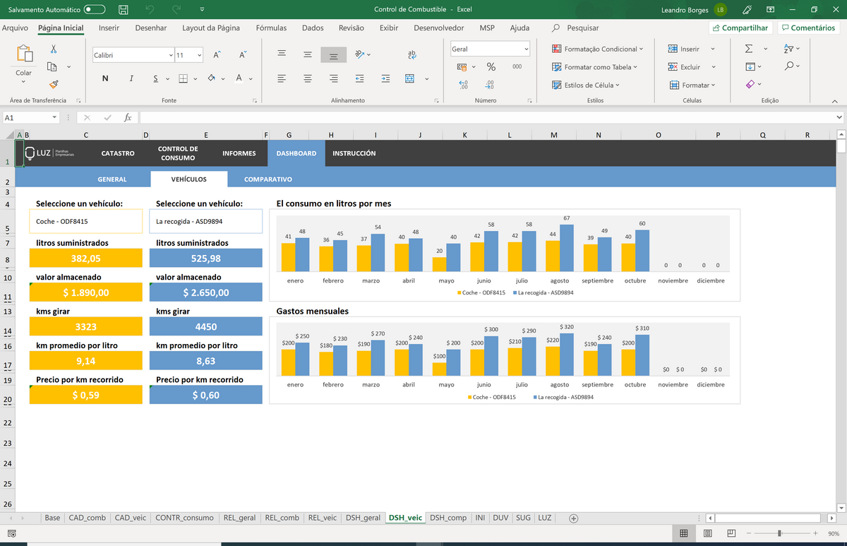 Planilla de Control de Combustible en Excel 