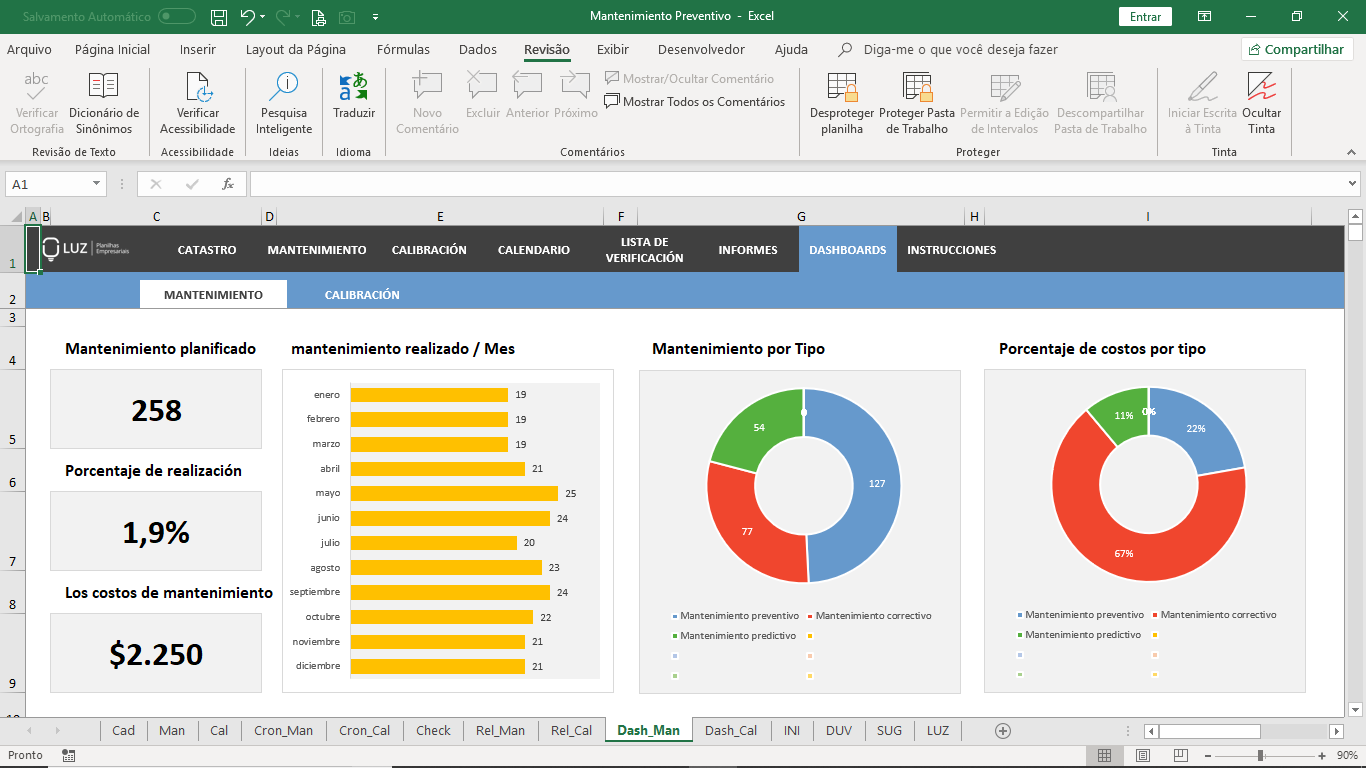 Planilla Calculo Mantenimiento Preventivo En Excel Luz Planillas Excel