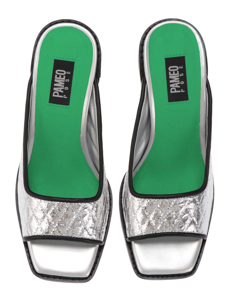 PAMEO POSE Seawater Heel Mule Silver www.cleanlineapp.com