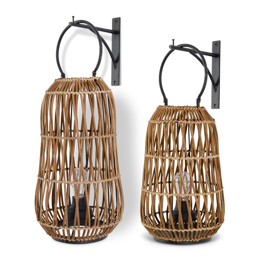 hanging rattan lanterns