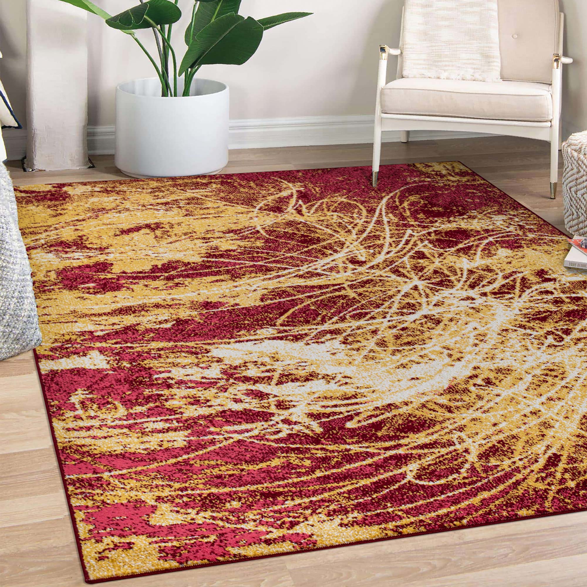 Image of Venus 887 Red Abstract Rug