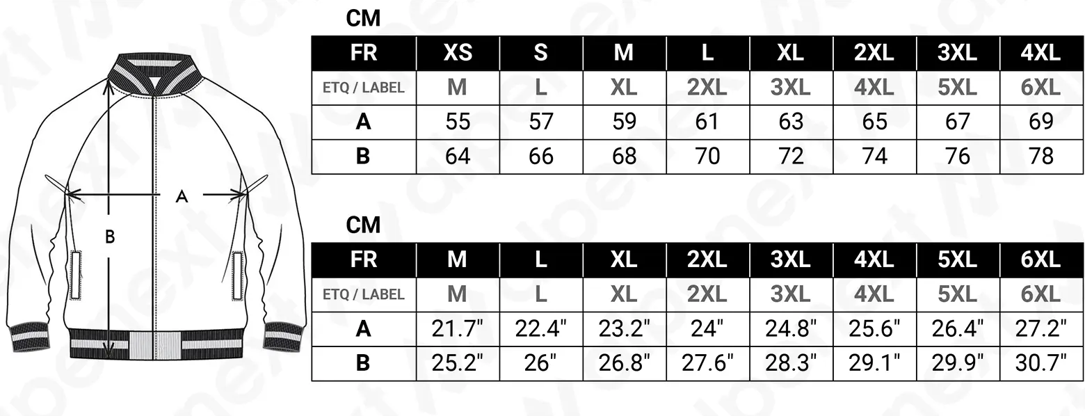 Size Chart Alpenext Veste Zippée