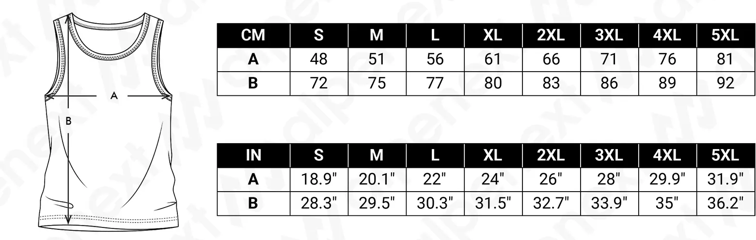 Size Chart Alpenext Débardeur All-Over Unisexe