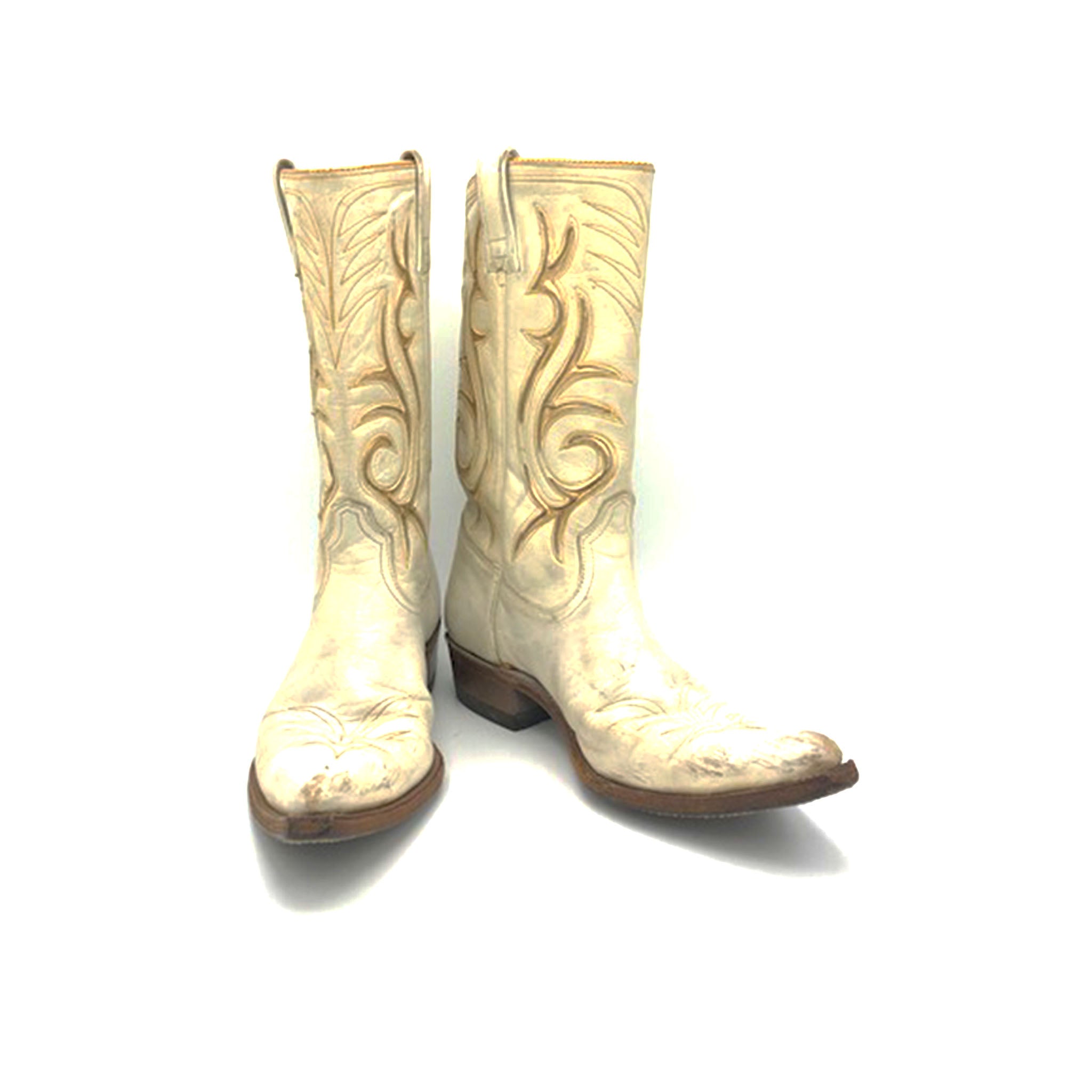 white and gold cowboy boots