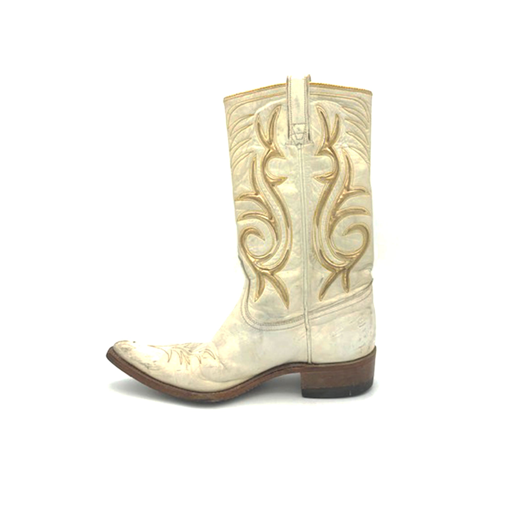white and gold cowboy boots