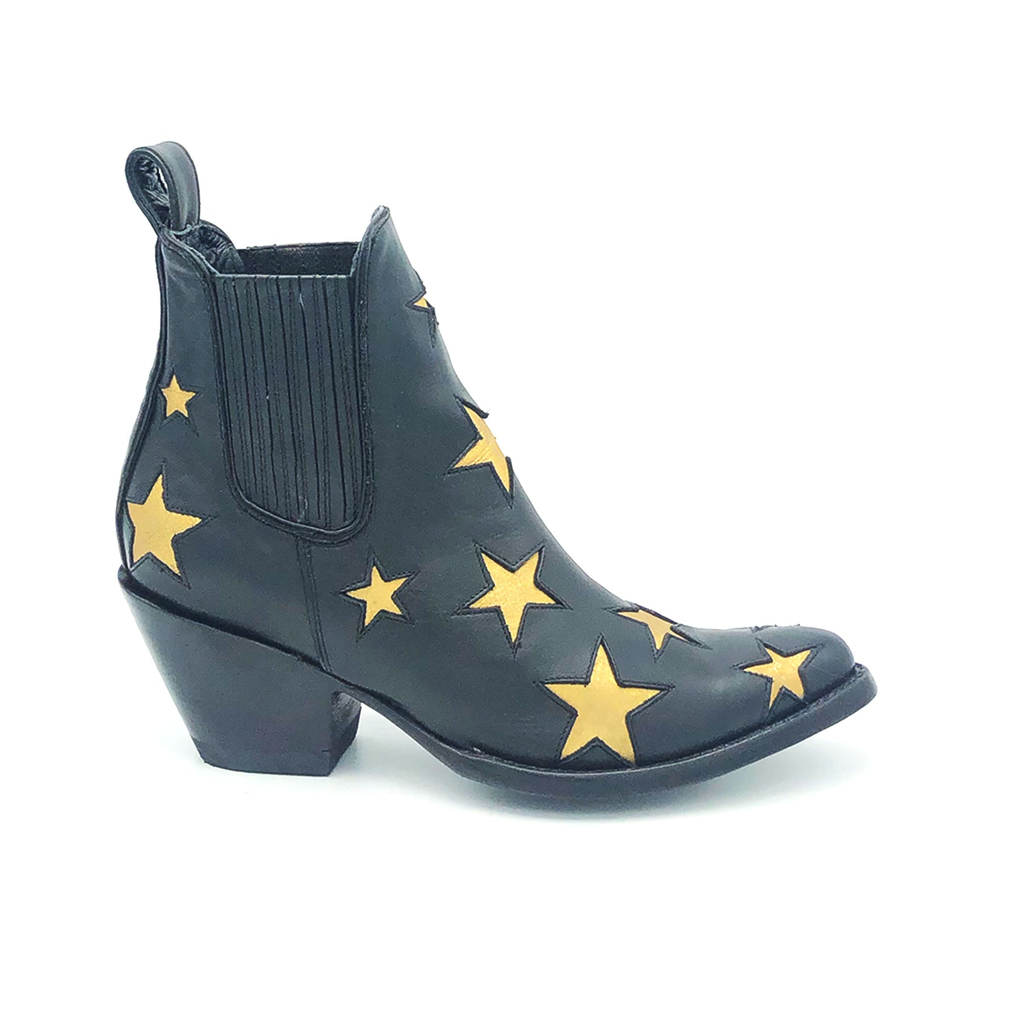 black ankle boots with stars
