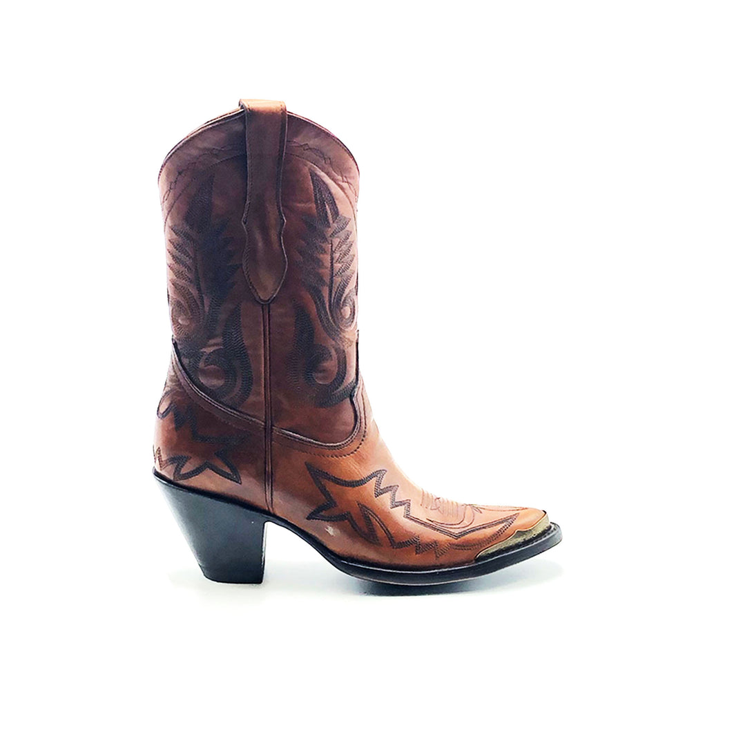 Women's Short Brown Boots with Metal 