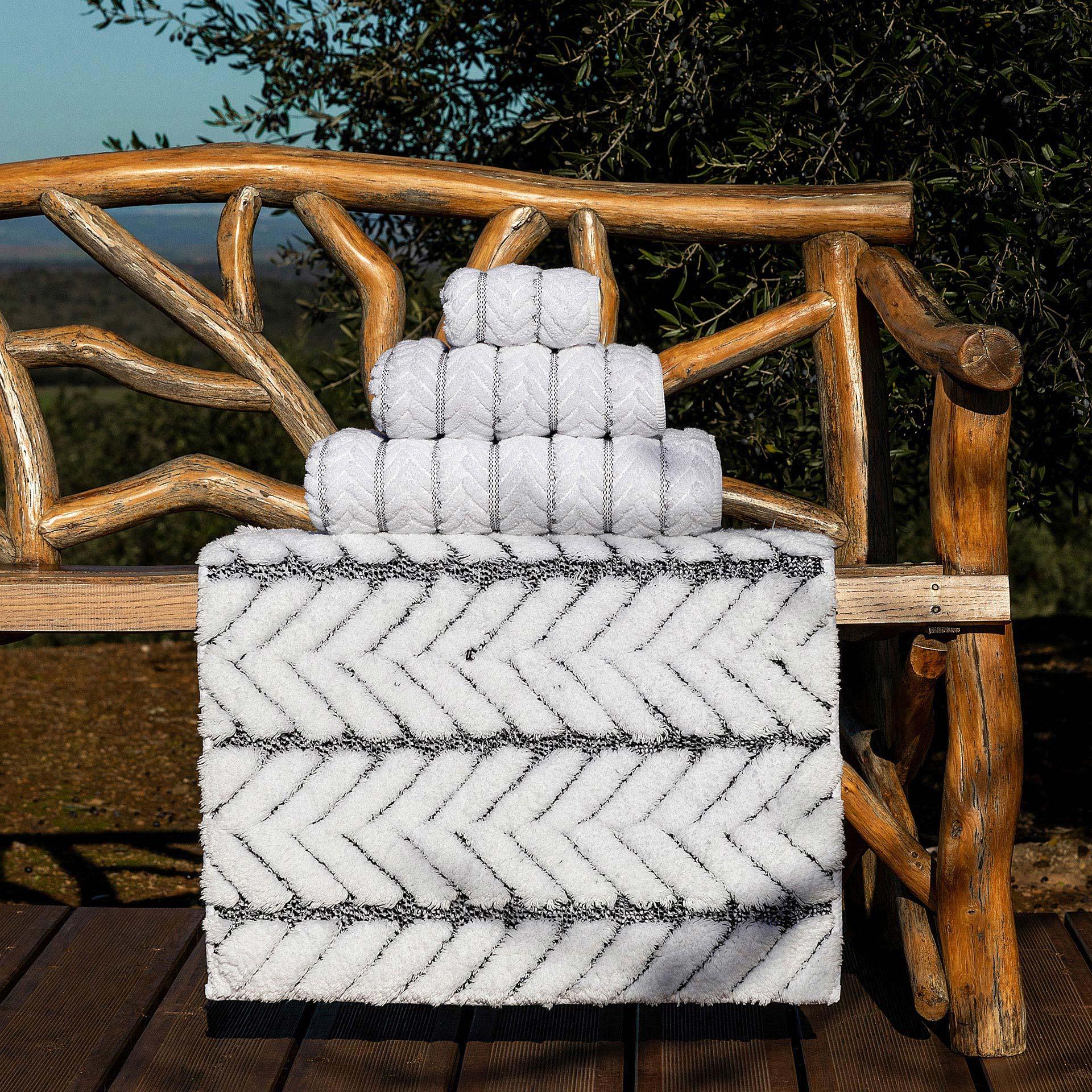 Kassatex Assisi Long Staple Cotton Bath Towels, Washcloth, Charcoal