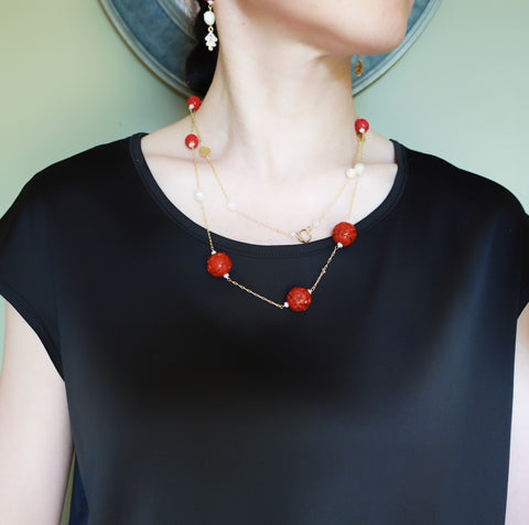 Yun Boutique Long Cinnabar Necklace