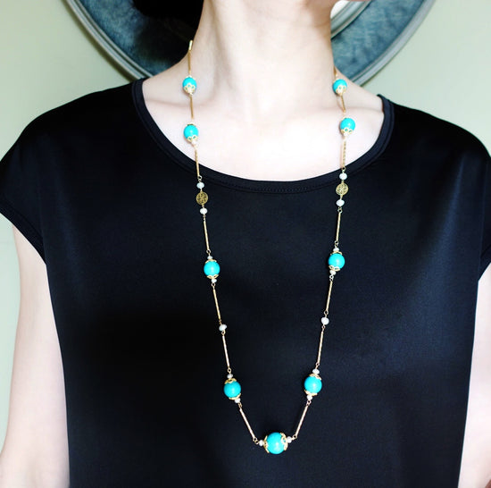 Turquoise Necklace, Turquoise Long Necklace - Urban Carats