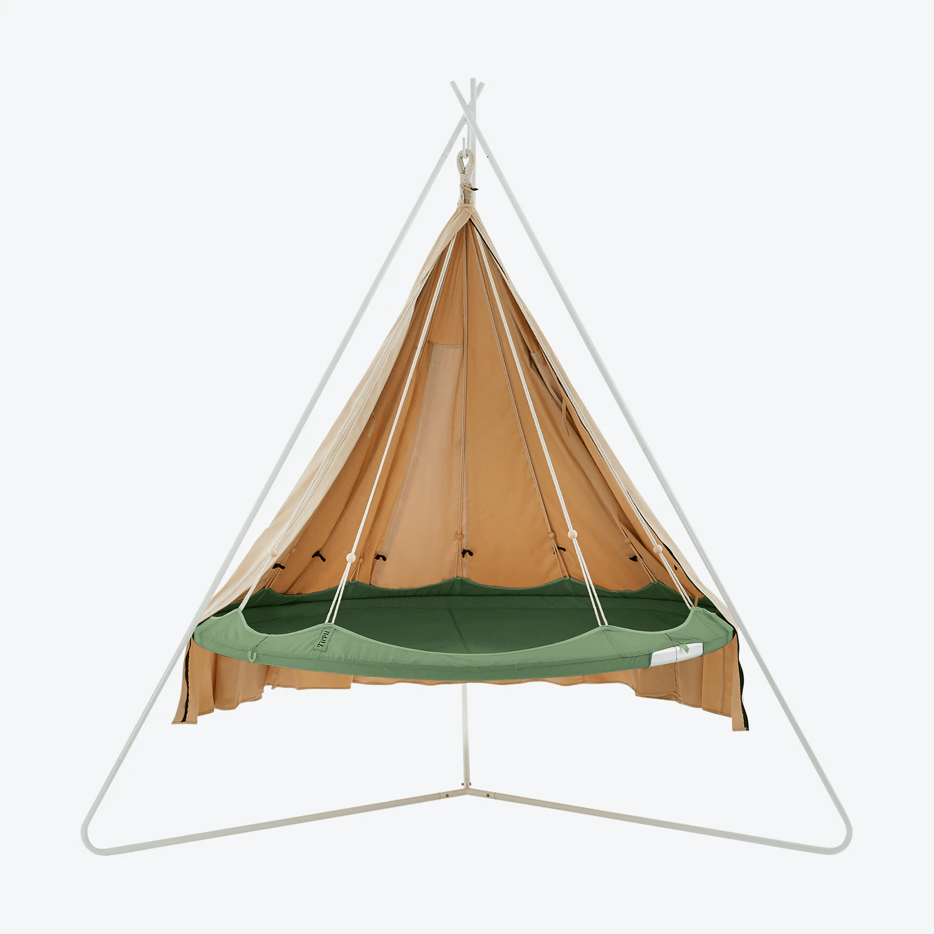 Classic Large Tiipii Bed Hanging Daybed In Olive Nested Porch Swings