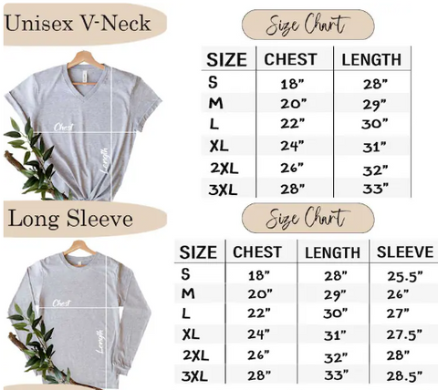Adult Apparel Size Chart