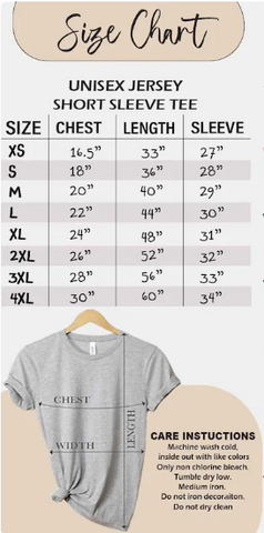 Tshirt Sizing Chart