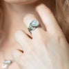 Bague elfique "Elwing" Pierre de Lune Arc-en-ciel - Ajustable - Illustrations & Bijoux fantaisie ClairObscur Art