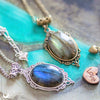 Collier "Leda" Labradorite - taille de la chaine personnalisable - Illustrations & Bijoux fantaisie ClairObscur Art