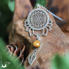 Collier "Sri Yantra Lotus" Oeil de Tigre personnalisable - Illustrations & Bijoux fantaisie ClairObscur Art