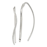 Curved Bar CZ Threader Earrings - Sterling Silver