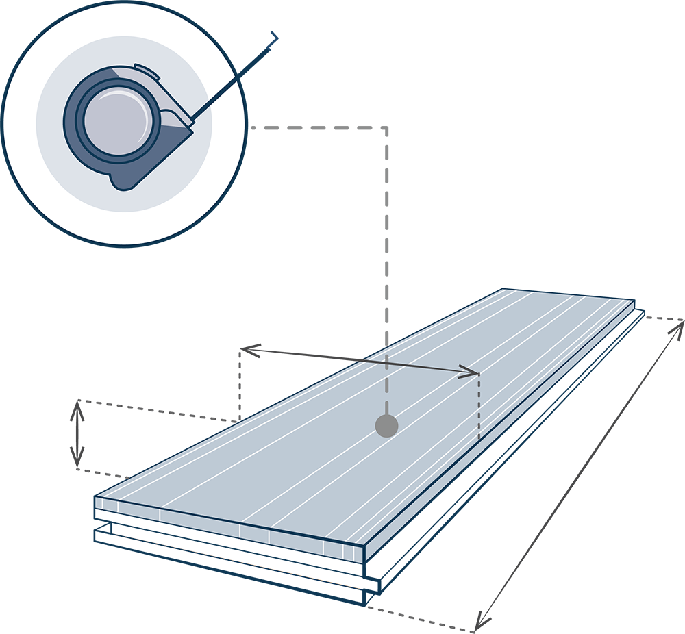 A diagram of engineered wood plank dimensions