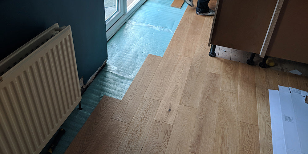 A diagram of installing engineered wood flooring