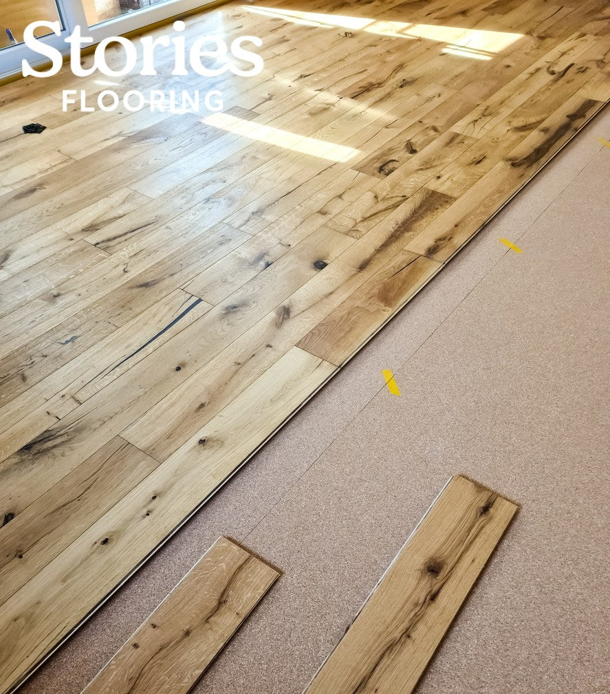 Photo of installing floating wood flooring