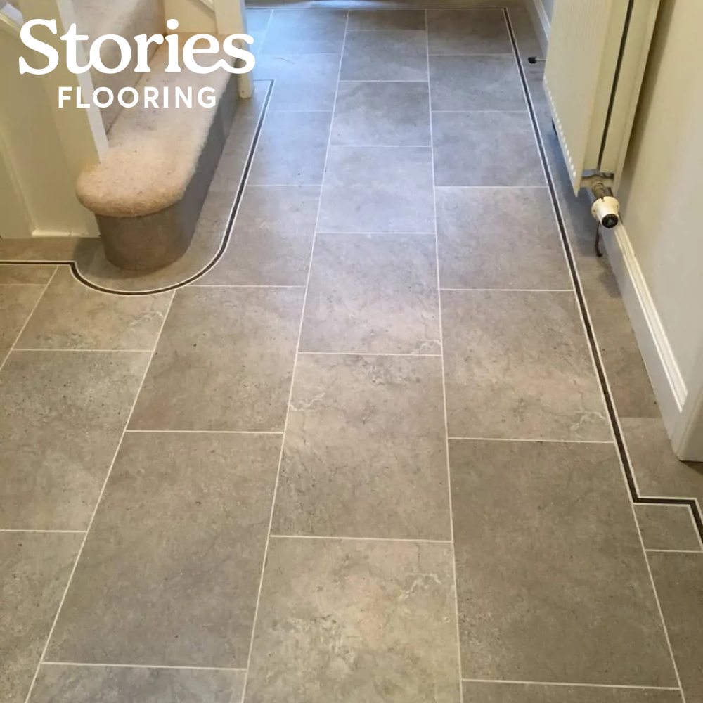 Photo of LVT design strips that look like tile grout