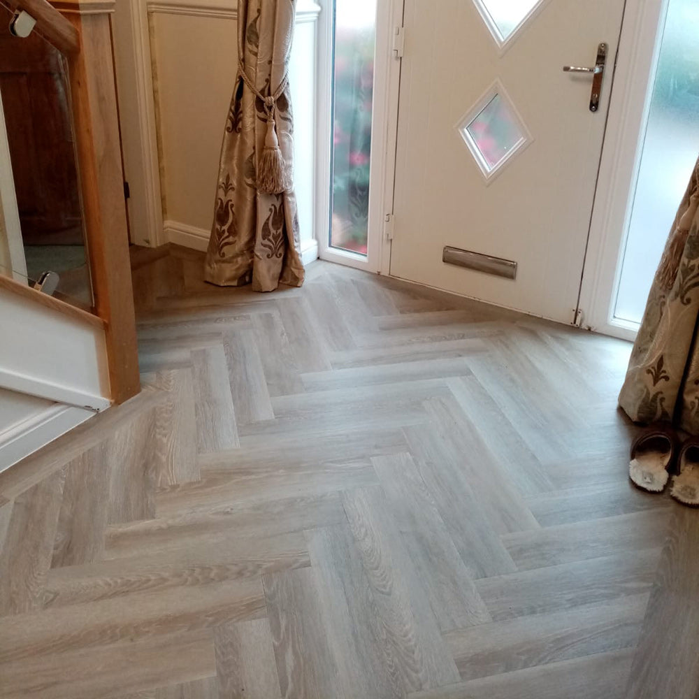 Lusso Portofino Dry Back Herringbone Treated Birch SPC Flooring