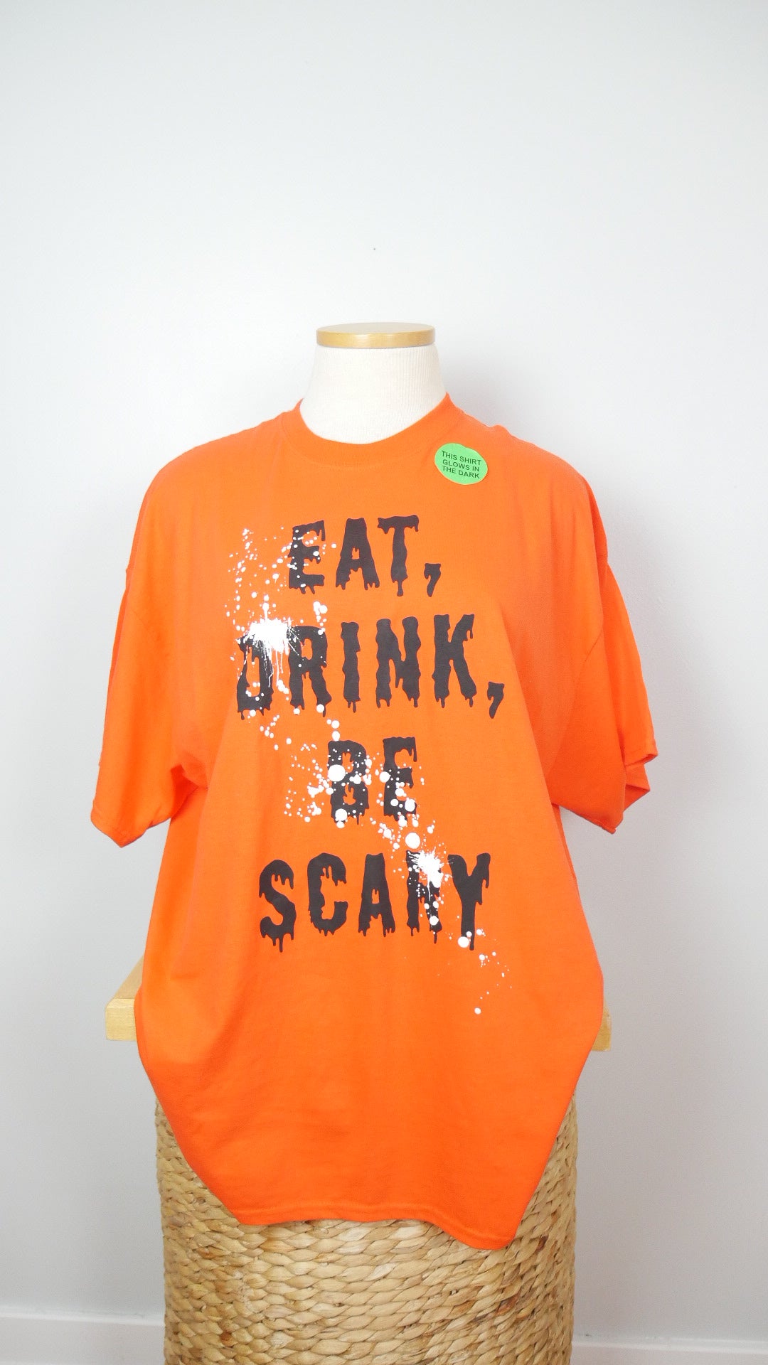 Eat Drink and Be Scary Glow in the Dark Orange Graphic Tee