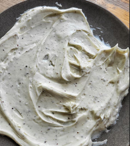 Sheep's milk labneh spread on a plate