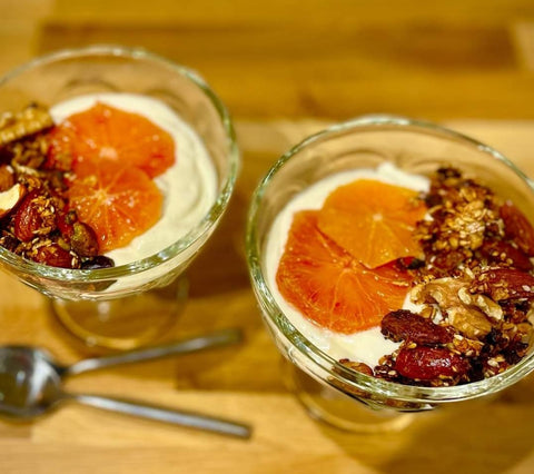 Honey sizzled blood oranges with a creamy whiskey Velvet Cloud pudding by Kate Ryan Flavour.ie