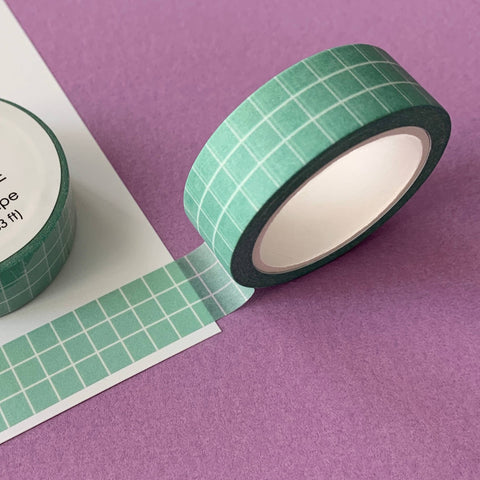 Stripe Dots Grid Washi Tape 13mm (P) - Greens