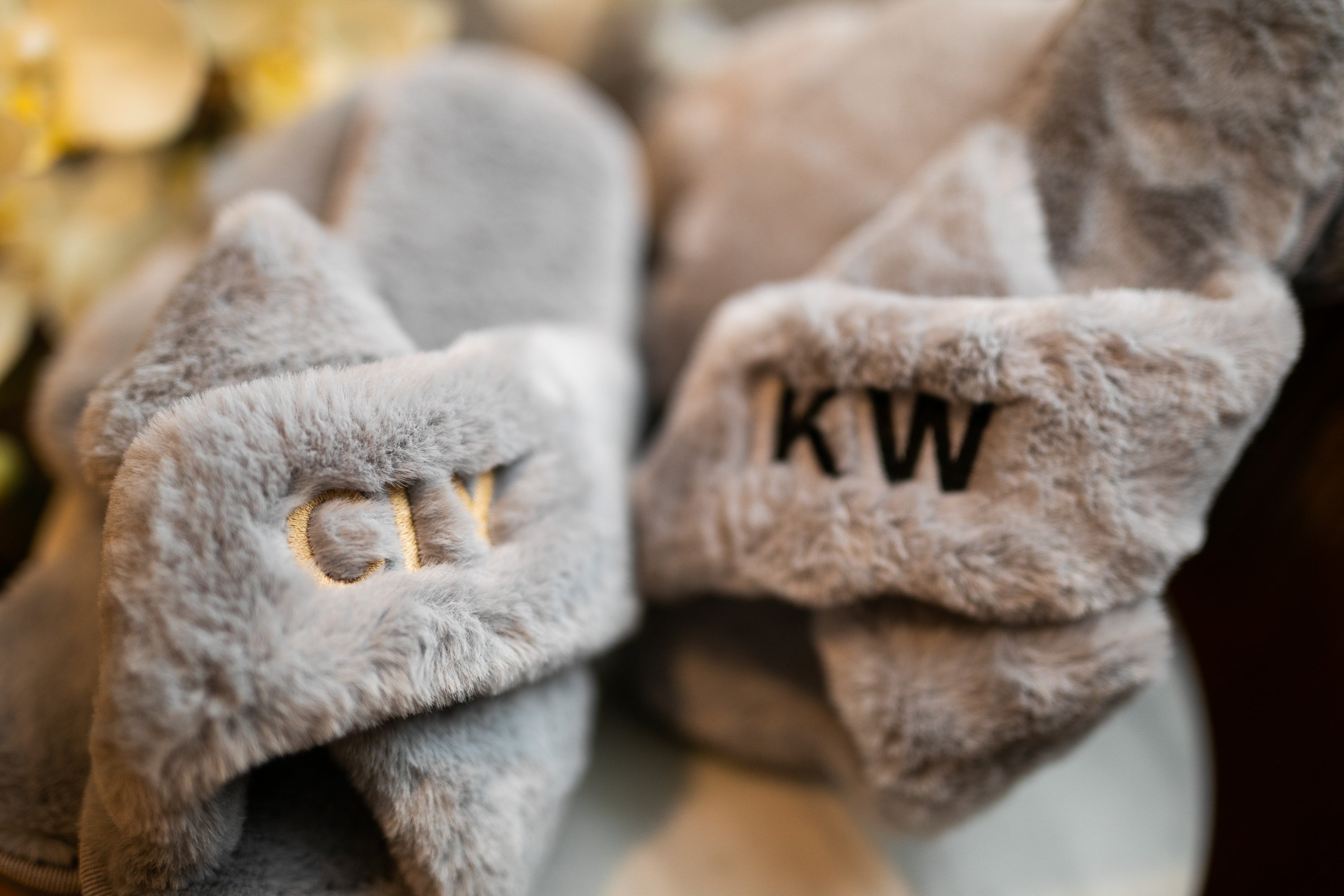 monogrammed fuzzy slippers