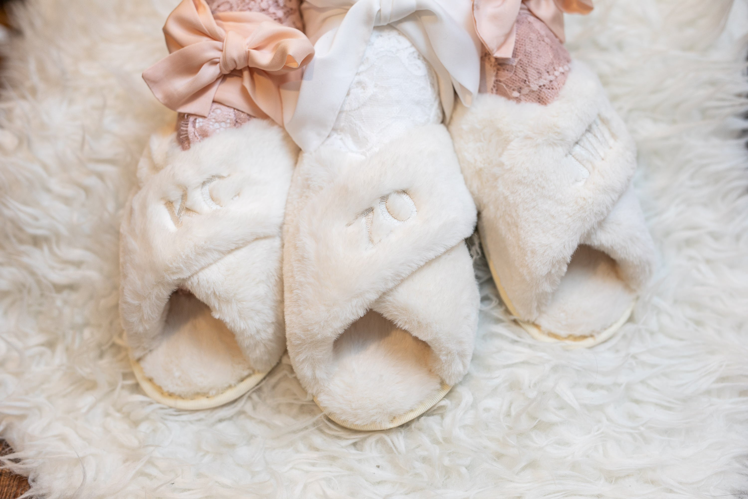 white fluffy slippers