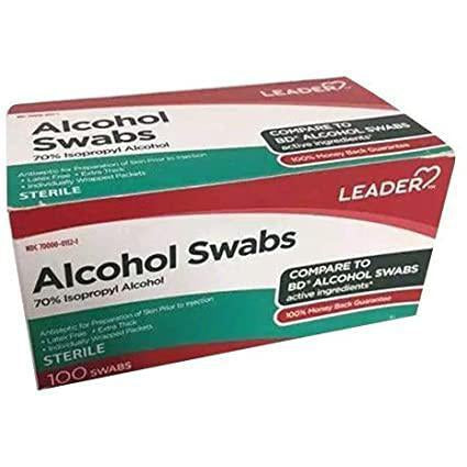 Leader Alcohol Swabs 70% Isopropyl Sterile, 100 ct
