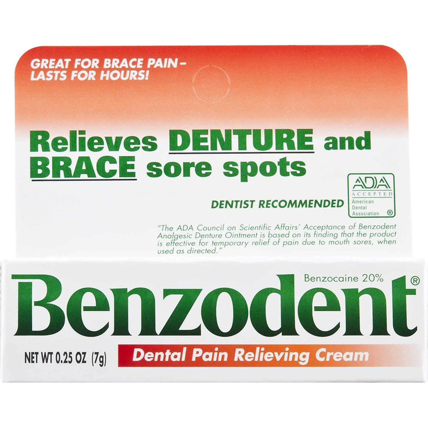 benzodent dental pain relieving cream 1 oz