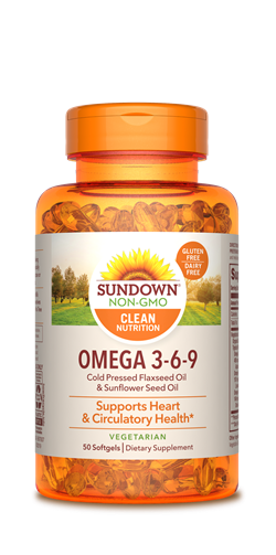 Sundown Omega 3-6-9 Flaxseed and Sunflower Seed Oil Softgels, 50 Count ...