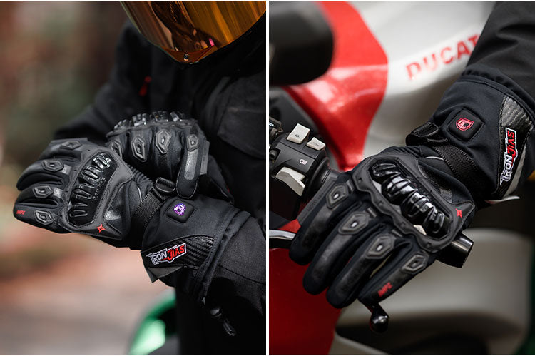 IRONJIAS Black Waterproof Electric Heated Motorcycle Gloves