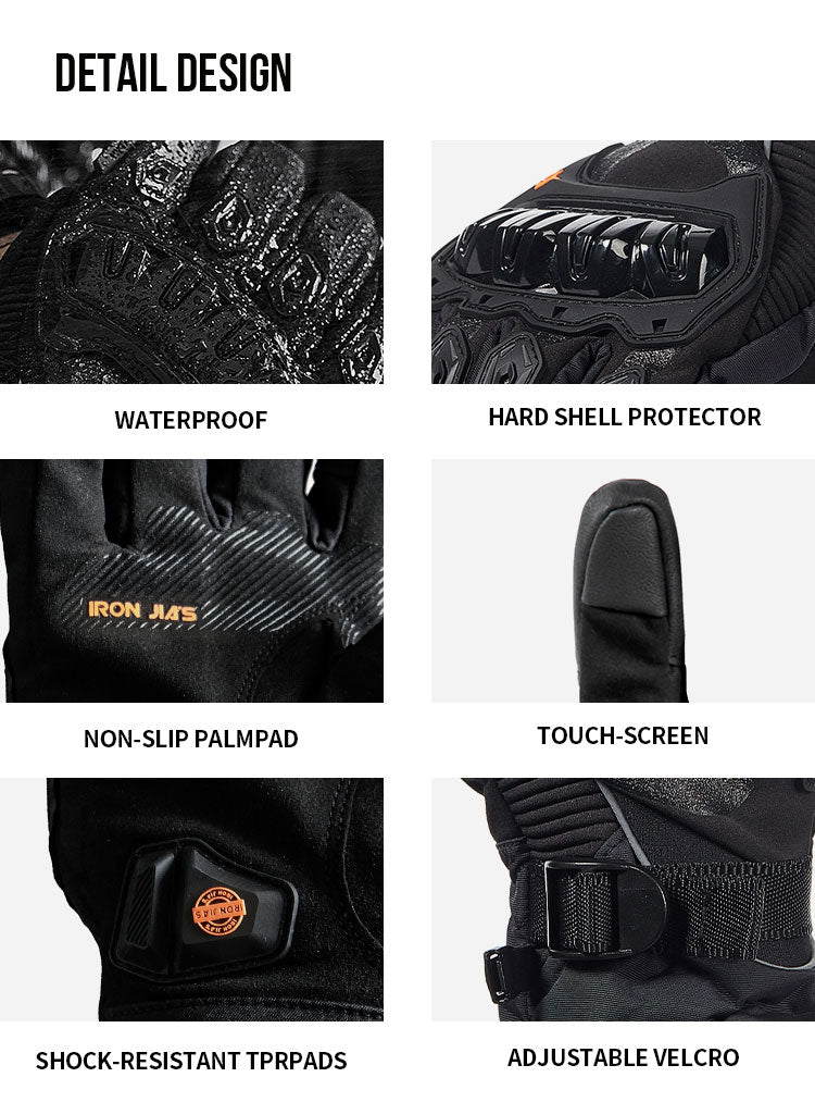 IRONJIAS Winter Warm Waterproof Protective Motorcycle Riding Gloves